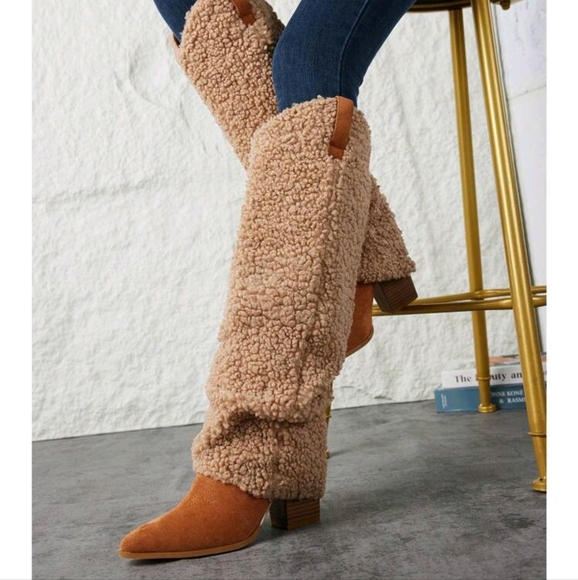 2024 Women Knee High Boots Western Cowboy Boots Chunky Heeled Warm Boo - Picture 2 of 8